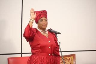 WINDHOEK, 14 July 2026 – Newly commissioned Namibian High Commissioner to Malaysia Christine //Hoebes taking an oath at State House (Photo: Contributed) NAMPA 