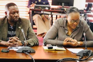 OSHAKATI, 16 July 2026 - (from right to left) -The chairperson of the Parliamentary Standing Committee on Education, Youth, Civic Relations and Community Development, Maralyn Mbakera. (Photo: Ester Hakaala) NAMPA) 