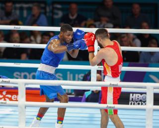 GLASGOW, 01 August  2026 – Namibia’s Tryagain Morning Ndevelo in action against Sachin Sachin of India during the Commonwealth Games in Glasgow, Scotland. (Photo: Hesron Kapanga) NAMPA