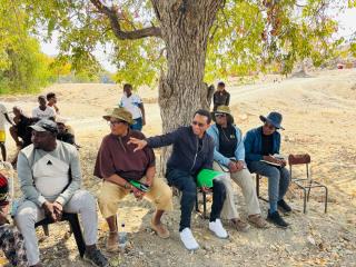OPUWO, 11 August 2026 - Members of the Parliamentary Standing Committee on Natural Resources engaging the Ouroutumba community on small-scale mining concerns. (Photo: Kaviveterue Virere) NAMPA 