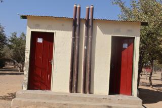 OPUWO, 14 August 2026 - Wavena Fishing hands over four toilets to Okarukoro Primary School on Friday. (Photo: Kaviveterue Virere) NAMPA 