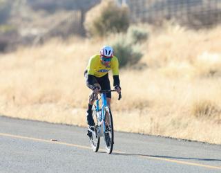 WINDHOEK, 14 August 2026 - Namibian international rider, Alex Miller, during stage two of the 2026 Pupkewitz Megabuild Tour de Windhoek on the Dordabis road. Miller won the stage with a huge time gap from the rest of the peloton. (Photo: Hesron Kapanga) NAMPA