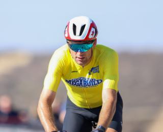 WINDHOEK, 21 August 2026 - Namibia’s international rider Alex Miller while crossing the line in during stage two of the 2026 Pupkewitz Megabuild Tour de Windhoek on the Dordabis Road. Miller won the stage with a huge margin from the peloton. (Photo: Hesron Kapanga) NAMPA