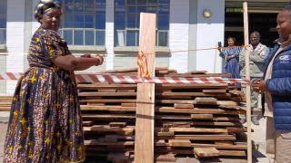 KATIMA MULILO, 19 August 2026 - The Zambezi Vocational Training Centre (ZVTC) on Wednesday received 300 pieces of Kiaat timber planks from the Ministry of Environment, Forestry and Tourism. (Photo: Contributed)