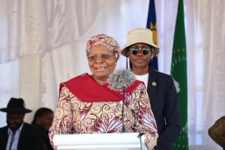 HELAO NAFIDI, 22 August 2026 - President Netumbo Nandi-Ndaitwah speaking at the opening of the Helao Nafidi Sports Centre. (Photo: Ali Negumbo) NAMPA