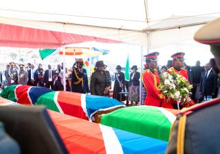 WINDHOEK, 24 August 2026 – President Netumbo Nandi-Ndaitwah on Monday led scores of Namibians from diverse backgrounds at Heroes' Acre in Windhoek to mark the reinterment of eight esteemed liberation fighters, closing a painful century-long chapter of exile. (Photo: Contributed) NAMPA.