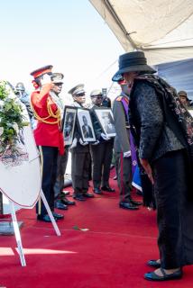 WINDHOEK, 24 August 2026 – President Netumbo Nandi-Ndaitwah on Monday led scores of Namibians from diverse backgrounds at Heroes' Acre in Windhoek to mark the reinterment of eight esteemed liberation fighters, closing a painful century-long chapter of exile. (Photo: Contributed) NAMPA.