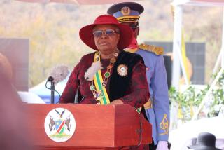 WINDHOEK, 26 August 2026 – President Netumbo Nandi-Ndaitwah addressing the crowd during the Heroes Day commemoration in Windhoek on Wednesday. (Photo by: Uakutura Kambaekua) NAMPA.