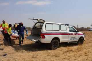 B1 ROAD, 31 August 2026 - The accident scene where four people died on Monday after a 16-seater bus and Ford Bantam collided head-on approximately 120 kilometres south of Otjiwarongo on the B1 road. (Photo by: Mulisa Simiyasa) NAMPA