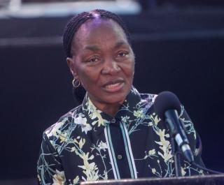 WINDHOEK, 02 September 2026 - Minister of Finance, Ericah Shafudah, addresses members of the public during the Creative, Sport and Tourism Expo, that was held at the Hage Geingob Rugby Stadium in Windhoek in September 2026. (Photo: Hesron Kapanga) NAMPA