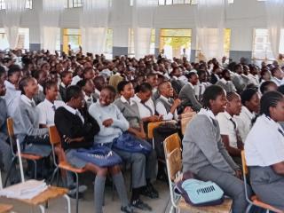 KATIMA MULILO, 11 September 2026 – Katima Mulilo Mayor Kabende Kabende has urged Caprivi Senior Secondary School (CSSS) learners to refrain from vandalism and take their upcoming examinations seriously. He spoke as a motivational speaker alongside musical sensation Mushe Musomi (popularly known as DJ Vuyo) and social worker Hizen Simasiku on Friday in a packed school hall.

(Photo: Michael Mutonga Liswaniso)
