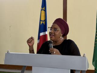 NKURENKURU, 13 September 2026- Kavango West Governor Verna Sinimbo speaking at the Namibia’s National Prayer Day 2026, in Nkurenkuru on Saturday.

(Photo: Lylie Joel)
NAMPA