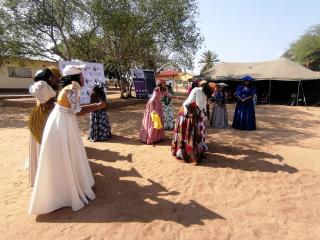 OTJIWARONGO, 14 September 2026 - The Otjiherero traditional group of learners from the Paresis Senior Secondary School celebrates at the regional Heritage Week on Monday morning at Otjiwarongo. (Photo by: Mulisa Simiyasa) NAMPA 