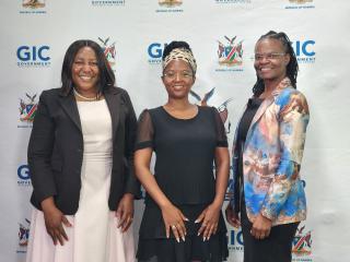 WINDHOEK, 15 September 2026 - From left to right: Mellba Mabuku-Sitwalo Labrarian at the International University of Management, Bianca Basson Chief Librarian: Education Library Service in the Ministry of Education, Innovation, Youth, Sports, Arts and Culture (MEIYSAC) and Namutenya Hamwaalwa Deputy Director: Namibia Library and Archives Service MEIYSAC, during an information-sharing session on reading. (Photo: Molly Weyulu) NAMPA 
