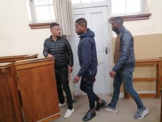 OTJIWARONGO, 16 September 2026 - The suspects, Vevangaune Mungendje, 25, Willem Boois, 33, and Martin Stephanus 35 who were arrested on Monday afternoon shortly after they allegedly robbed two tourists at a hotel in Otjiwarongo and makes their court appearance on Wednesday morning at the town. (Photo by Mulisa Simiyasa) NAMPA 