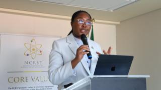WINDHOEK, 23 September 2026 - Minister of Information, Communication and Technology Emma Theofelus speaking at Namibia's National Artificial Intelligence (AI) here Wednesday, structured around four centres for research, software development, innovation and data. (Photo by: Chelva Wells) NAMPA 