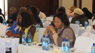 SWAKOPMUND, 29 September 2026 - Erongo Governor Natalia /Goagoses (r) and Erongo Education Deputy Director Natalia Guriras attending the region’s first ever Education Infrastructure Investment Conference in Swakopmund on Tuesday. (Photo by: Isabel Bento) NAMPA