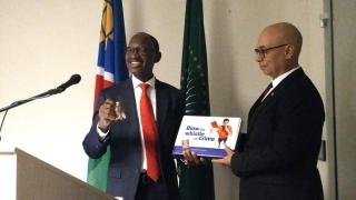 WINDHOEK, 01 October 2026 – Former ACC director-general Paulus Noa passing the baton to his successor Bryan Eiseb (Photo: Andreas Thomas) NAMPA