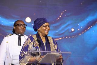 WINDHOEK, 01 October 2026 - President Netumbo Nandi-Ndaitwah delivering a keynote address at the One Economy Foundation’s 11th Annual Fundraising Soiree. (Photo: Molly Weyulu) NAMPA 