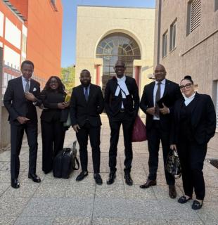 WINDHOEK, 08 OCTOBER 2026- Central Procurement Board CEO pictured with His legal team including Sisa Namandje at the Windhoek High Court. (Photo contributed by). NAMPA