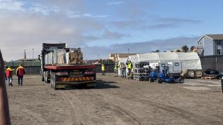 SWAKOPMUND, 12 October 2026 - Trucks transporting specialised equipment for the 2026 Integrated Field Exercise (IFE26) of the Comprehensive Nuclear-Test-Ban Treaty Organisation (CTBTO) arrive at the base in Swakopmund. (Photo by: Isabel Bento) NAMPA