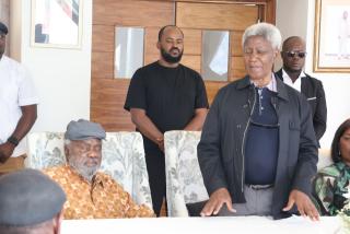 WINDHOEK, 18 October 2026 — Former Cabinet Minister Ben Amathila, along with other politicians, diplomats, and family friends, joined former President Hifikepunye Pohamba on Sunday to pay tribute following the passing of his wife, former First Lady Penexupifo Pohamba, who died in Windhoek on Saturday. (Photo by: Uakutura Kambaekua) NAMPA