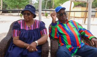 OKANGHUDI, 11 February 2025 - Former President Hifikepunye Pohamba (right) and his wife, the former First Lady Penehupifo Pohamba (left) pictured at their home at Okanghudi in the Ohangwena Region. (Photo: Hesron Kapanga) NAMPA