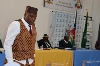 OTJIWARONGO, 19 October 2026 - The Minister of Urban and Rural Development, James Sankwasa at the 27th Meeting of Council of Traditional Leaders in Namibia at Otjiwarongo on Monday afternoon. (Photo by: Mulisa Simiyasa) NAMPA