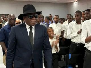 OPUWO, 20 October 2026- Namibia’s First Gentleman, Lieutenant General (Retired) Epaphras Denga Ndaitwah, addresses learners during an engagement with boys and girls in Opuwo on Tuesday. (Photo: Contributed) NAMPA 