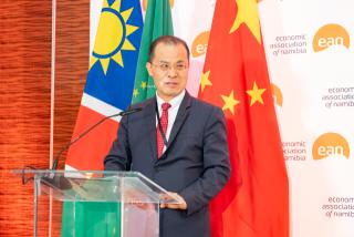 WINDHOEK, 27 October 2026 - China's Ambassador to Namibia Zhao Weiping speaking at the China-Africa Cooperation Symposium in Windhoek on Tuesday. (Photo: Contributed)