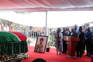 WINDHOEK, 30 October 2026 – Warrant Officer Julia Ndeulyatele and her colleagues who formed part of the protection team for the late First Lady Penehupifo Pohamba. (Photo: Andreas Thomas) NAMPA