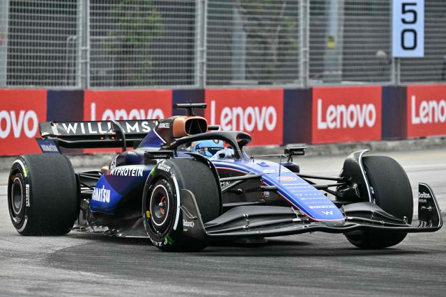 Williams' Thai driver Alexander Albon drives during the first practice session ahead of the Formula One Singapore Grand Prix night race at the Marina Bay Street Circuit in Singapore on September 20, 2024. (Photo by ROSLAN RAHMAN / AFP)