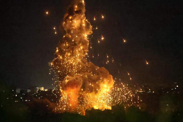 CORRECTION / Smoke rises from the site of an Israeli airstrike that targeted a neighborhood in Beirut’s southern suburb late October 6, 2024. (Photo by STRINGER / AFP) / “The erroneous mention[s] appearing in the metadata of this photo by Anagha NAIR has been modified in AFP systems in the following manner: [Stringer] instead of [Anagha NAIR]. Please immediately remove the erroneous mention[s] from all your online services and delete it (them) from your servers. If you have been authorized by AFP to distribute it (them) to third parties, please ensure that the same actions are carried out by them. Failure to promptly comply with these instructions will entail liability on your part for any continued or post notification usage. Therefore we thank you very much for all your attention and prompt action. We are sorry for the inconvenience this notification may cause and remain at your disposal for any further information you may require.”