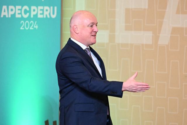 New Zealand's Prime Minister Christopher Luxon arrives at the APEC Economic Leaders’ Meeting (AELM) at the Convention Centre in Lima, on November 16, 2024. (Photo by Luis ACOSTA / AFP)