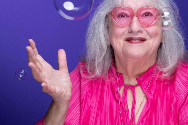 French-American writer of children's literature Susie Morgenstern, poses during a photo session in Paris on November 26, 2024. (Photo by JOEL SAGET / AFP)