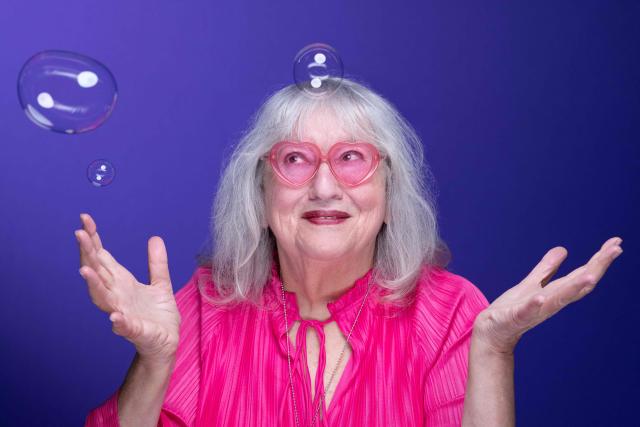 French-American writer of children's literature Susie Morgenstern, poses during a photo session in Paris on November 26, 2024. (Photo by JOEL SAGET / AFP)