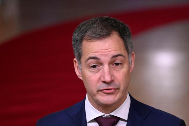 Outgoing Prime Minister Alexander De Croo speaks to the press prior to the European Council meeting at the EU headquarters in Brussels on December 19, 2024. (Photo by JOHN THYS / AFP)