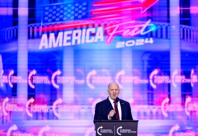 Incoming White House 'border czar' Tom Homan speaks during Turning Point's annual AmericaFest 2024 in Phoenix, Arizona, on December 22, 2024. (Photo by JOSH EDELSON / AFP)