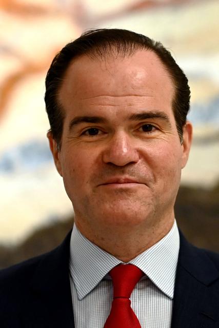 (FILES) The president of the Inter-American Development Bank, Mauricio Claver-Carone, poses during an interview with AFP in Madrid on November 11, 2021. US President-elect Donald Trump announced on December 22, 2024 Mauricio Claver-Carone as the State Department’s Special Envoy for Latin America. (Photo by Gabriel BOUYS / AFP)