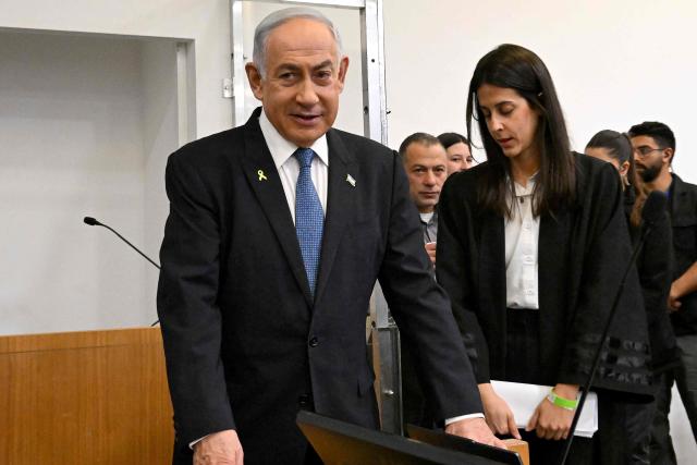 Israeli Prime Minister Benjamin Netanyahu attends the fifth day of testimony in his trial on corruption charges at the district court in Tel Aviv on December 23, 2024. (Photo by DEBBIE HILL / POOL / AFP)