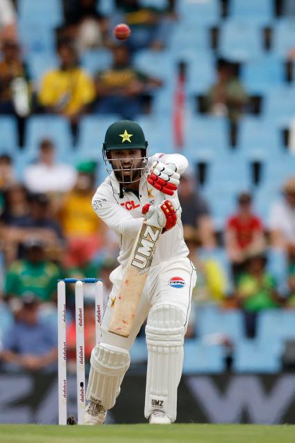 Pakistan's Kamran Ghulam plays a shot during the first day of the first cricket Test match between South Africa and Pakistan at SuperSport Park in Centurion on December 26, 2024. (Photo by PHILL MAGAKOE / AFP)