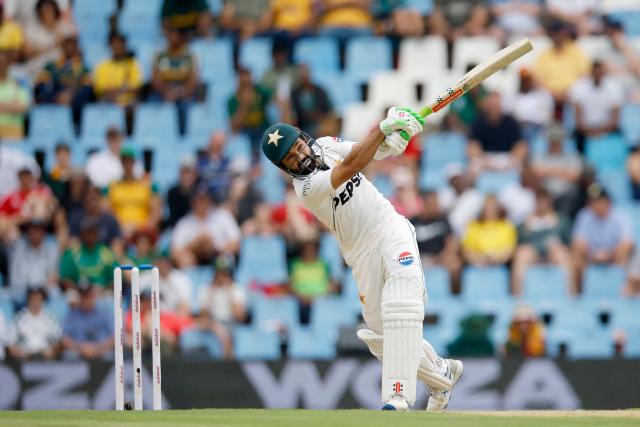 Pakistan's Kamran Ghulam plays a shot during the first day of the first cricket Test match between South Africa and Pakistan at SuperSport Park in Centurion on December 26, 2024. (Photo by PHILL MAGAKOE / AFP)