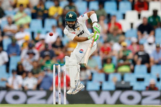 Pakistan's Mohammad Rizwan plays a shot during the first day of the first cricket Test match between South Africa and Pakistan at SuperSport Park in Centurion on December 26, 2024. (Photo by PHILL MAGAKOE / AFP)