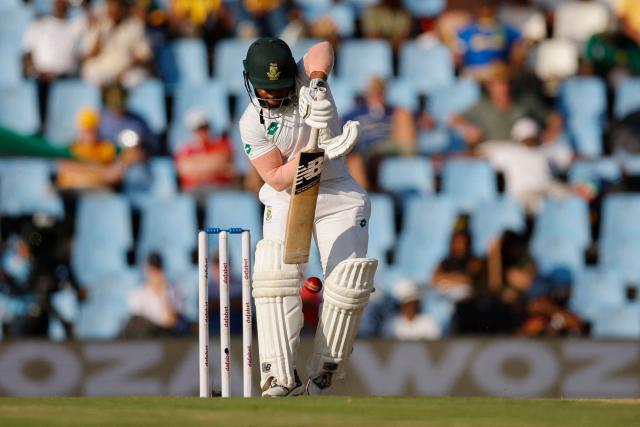 South Africa's Temba Bavuma plays a shot during the first day of the first cricket Test match between South Africa and Pakistan at SuperSport Park in Centurion on December 26, 2024. (Photo by PHILL MAGAKOE / AFP)