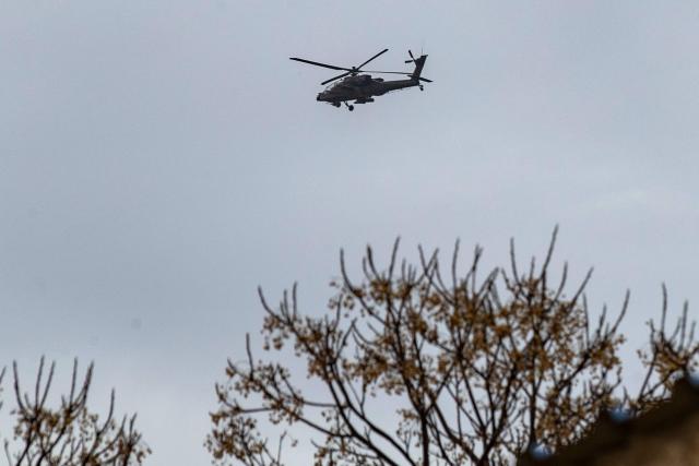 A US forces' helicopter takes part in a patrol in Syria's northeastern Hasakeh city, in the province of the same name, mostly controlled by Kurdish-led Syrian Democratic Forces (SDF), on December 30, 2024. Turkey has long been rankled by United States support for the Kurdish-led SDF in northern Syria. Ankara sees the main component of the SDF, the People's Protection Units (YPG), as an extension of its outlawed domestic foe the Kurdistan Workers' Party (PKK). But Washington has long seen the SDF -- which spearheaded the fight that defeated Islamic State group jihadists in 2019 -- as crucial to preventing a jihadist resurgence in the area. (Photo by Delil SOULEIMAN / AFP)