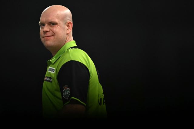 Netherlands' Michael van Gerwen plays against England's Chris Dobey in their PDC World Darts Championship semi- final, at Alexandra Palace in London on January 2, 2025. (Photo by Ben STANSALL / AFP)