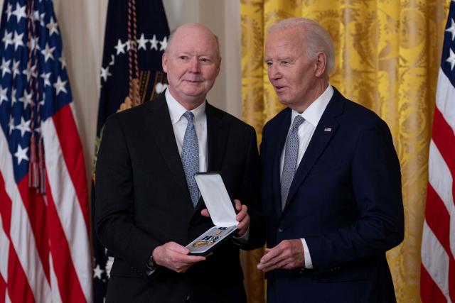 Collins J. Seitz, Jr. receives the Presidential Citizens Medal from US President Joe Biden during a ceremony at the White House in Washington, DC, on January 2, 2025. (Photo by Chris Kleponis / AFP)