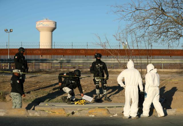 Mexico's Attorney General's Office (FGR) experts and National Guard agents work in the area where a tunnel was found leading to El Paso, Texas, United States, from Ciudad Juarez, Chihuahua State, Mexico, on January 13, 2025. (Photo by Herika Martinez / AFP)