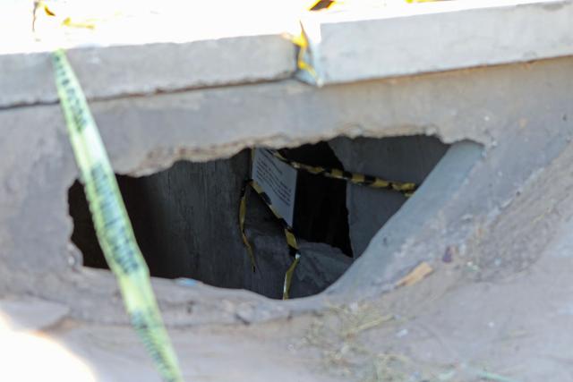 Partial view of the tunnel leading to El Paso, Texas, United States, from Ciudad Juarez, Chihuahua State, Mexico, on January 13, 2025. (Photo by Herika Martinez / AFP)