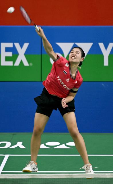 Thailand’s Pornpicha Choeikeewong plays against Japan's Tomoka Miyazaki during their women’s singles match at the Yonex-Sunrise India Open 2025 badminton tournament in New Delhi on January 15, 2025. (Photo by Money SHARMA / AFP)